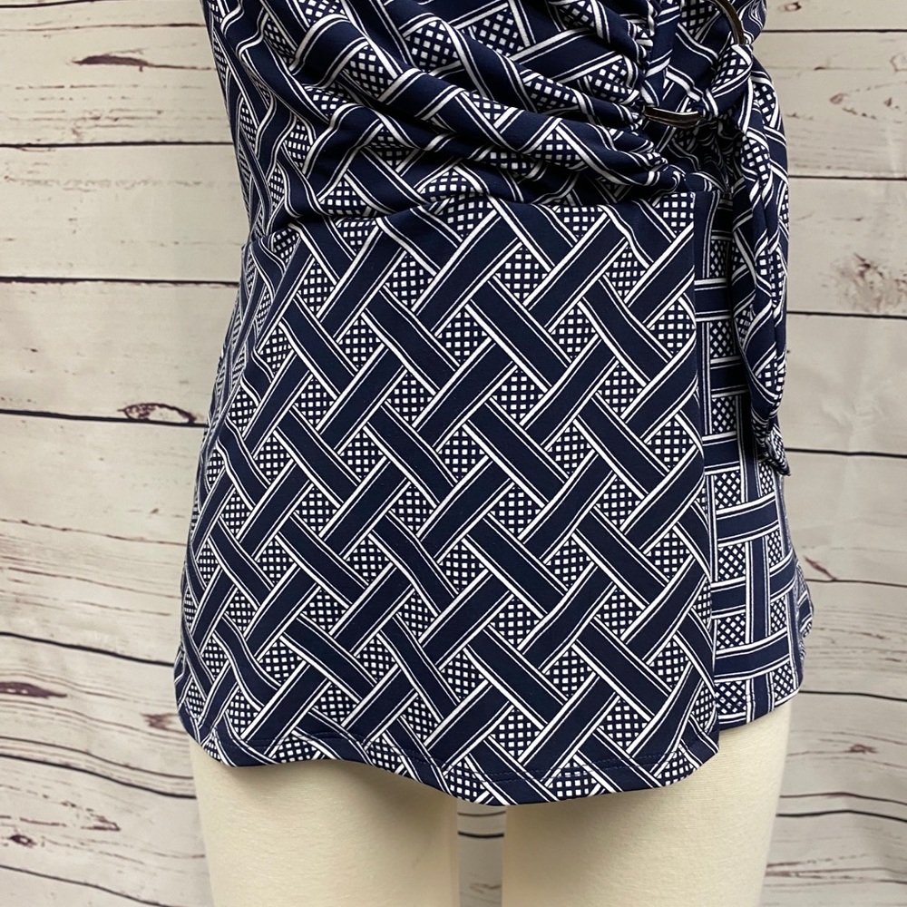 WHBM Navy Print Halter‎ Top - Picture 2 of 10